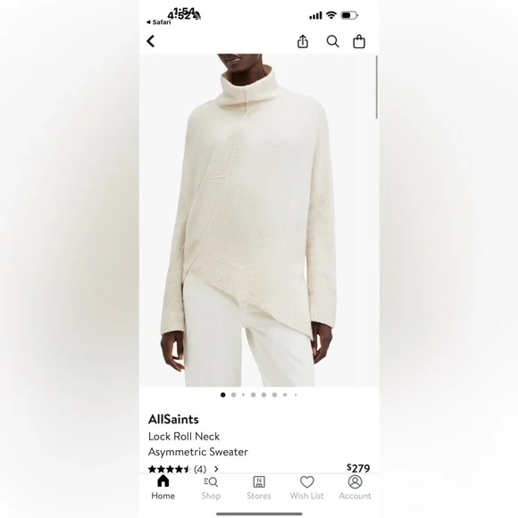 All Saints LockRoll Nexk Astmmetric Sweater NWT - Picture 4 of 10